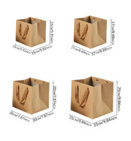 Sacs cadeaux multi-tailles Sacs d'emballage d'affaires carrés réutilisables en papier kraft avec poignées pour mariage Baby Shower Birthday Party