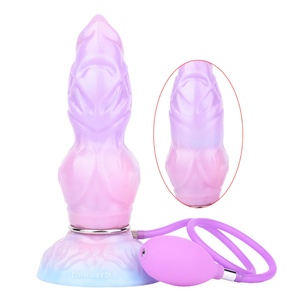 DL-B2008 Sugar Dream Inflatable <b>Dildo</b> with Side air Pump Animal Big Dog Knot <b>Dildo</b> Sex Toy Silicone Wearable Anal Plug for Adult - Product Image 1