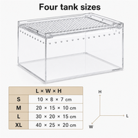 Terrarium en acrylique pour tortues, serpents, crabes ermites, boîte d'élevage empilable, base surélevée ventilée, vue panoramique à 360 degrés, grand modèle