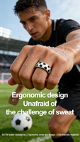 Anillo Inteligente de Fútbol, Monitor de Salud de Acero Inoxidable, Carga Magnética, Monitor de Actividad Física Negro Controlado por Aplicación