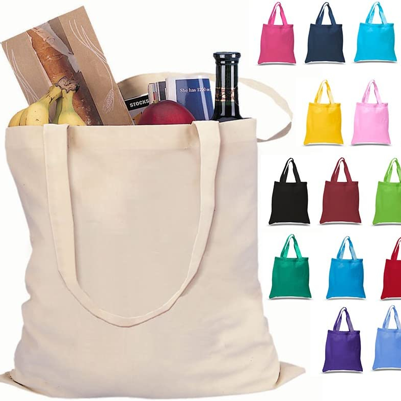 Холщовая Сумка-тоут для покупки продуктов, экологически чистые большие пакеты из органического хлопка с индивидуальным принтом, переработанные простые сумки-тоут