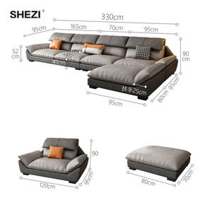 SHEZI, diseño moderno, sala de estar de lujo, villa, hotel, sofá, muebles, sofá de cuero, sofá, sofá - Product Image 6