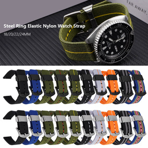 <span class=keywords><strong>Bracelet</strong></span> de montre en toile de <span class=keywords><strong>nylon</strong></span> extensible de qualité industrielle 18mm 20mm 22mm 24mm à libération rapide pour montre connectée - Product Image 2
