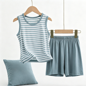 Ensemble haut pour garçons et sous-vêtements pour filles, pyjama pour enfants, débardeur en modal, matière douce et extensible, short de maison pour enfants - Product Image 1