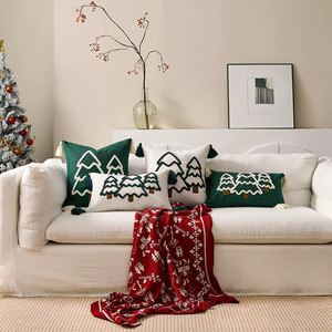 XM-254 High Quality <strong>Christmas</strong> Canvas Pillow Case Embroidery Tree Luxury <strong>Cushion</strong> <strong>Covers</strong> - Product Image 3