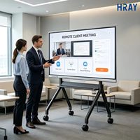 HRAY Écran LED de conférence tout-en-un de 86 pouces avec uniformité des couleurs de 72 points, écran de démarrage personnalisé pour campus, séminaire académique, prise en charge OEM ODM