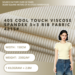 Tela de punto elástica en dos direcciones 40S Cool Touch de viscosa y elastano, 3x3 rib, 150 cm de ancho, 230 g/m², para camisetas base, chalecos y prendas de vestir. - Product Image 1
