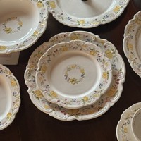 Assiette en céramique Lelyi style rétro français avec dentelle et motif citron, pour le thé de l'après-midi, gâteaux et usage domestique