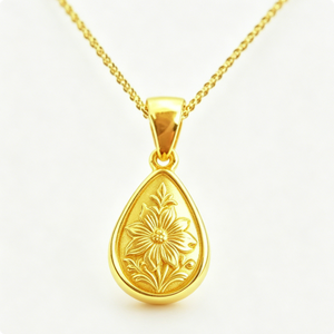 จี้รูปหยดน้ำชุบทองพร้อมลายดอกไม้แบบนูนสำหรับเป็นของขวัญแต่งงาน - Product Image 6