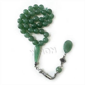 Chapelet Musulman Tasbih en Jade Naturel de Haute Qualité, 33 Perles, 100 % Véritable Pierre Naturelle, Cadeau Islamique Misbaha - Product Image 1