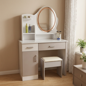 Modern Standing Makeup <b>Vanity</b> <b>Table</b> with Storage Desk Durable & Eco-Friendly for Bedroom Furniture - Product Image 4