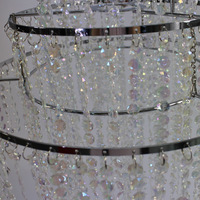 Lustre suspendu en métal argenté avec perles acryliques pour plafond haut, éclairage LED, décoration de mariage, de fête, de salle de réception