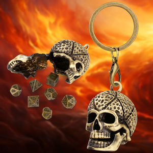Xách Tay 2 Mảnh Thiết Lập <span class=keywords><strong>3D</strong></span> Skull Đa Diện Mini Dice Kim Loại Móc Chìa Khóa Keychain Với Trò Chơi Phụ Kiện - Product Image 2