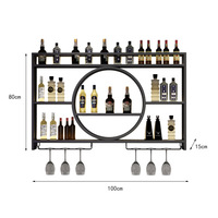 Porte-vin mural moderne en fer démontable et assemblable avec porte-verres, modèle FX-01, pour bar à domicile ou restaurant