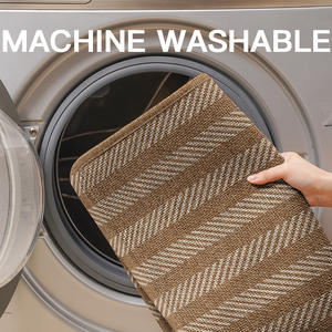 Alfombra de baño a rayas, rectangular, de fibra de poliéster, absorbente, de secado rápido, diseño moderno para la entrada del baño - Product Image 3