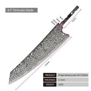 <span class=keywords><strong>Couteau</strong></span> de cuisine à <span class=keywords><strong>lame</strong></span> fixe en acier <span class=keywords><strong>Damas</strong></span> à 67 couches, motif grande rose, fait main, haute qualité, <span class=keywords><strong>lame</strong></span> pleine longueur - Product Image 3