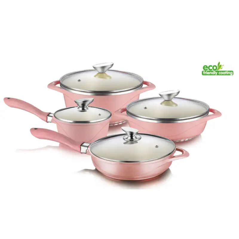 Ensemble de casseroles et poêles antiadhésives populaires de haute qualité en aluminium moulé sous pression avec couvercle de casserole