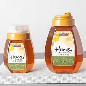Food Grade PET 250g 500g 800g 1kg honey juice sauce squeeze container plastic honey packaging bottle