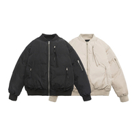 Blouson bomber matelassé coupe-vent uni beige multi-zippé pour homme, idéal automne et printemps, OEM ODM