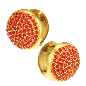 Women's 14K Gold Plated Round Stud <strong>Earrings</strong> 5A CZ <strong>Cluster</strong> in Princess Cut Setting Gauges Fashionable Stainless Steel Jewelry - Product Image 1