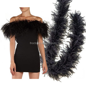 2 Yards 5 plis robe de soirée accessoire décoratif <span class=keywords><strong>pas</strong></span> <span class=keywords><strong>cher</strong></span> garniture en plumes noir <span class=keywords><strong>plume</strong></span> d'autruche <span class=keywords><strong>Boa</strong></span> - Product Image 1