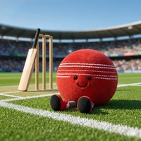 Peluche personnalisée en forme de balle de cricket, mascotte douce, poupée de sport en peluche, cadeau promotionnel, souvenir d'événement, fabricant de peluches OEM ODM