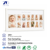 Cadres photo en gros pour la première année de bébé, cadre photo à 13 ouvertures, décoration murale en bois blanc personnalisée pour chambre d'enfant, à suspendre