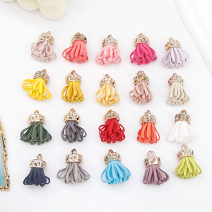 Pendentif multicolore en tissu à franges tricoté à la main pour accessoires de bijoux DIY - Product Image 2