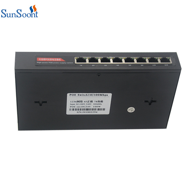 24V Passive 8-Port 10/100mbps Non-standard PoE Ethernet Switch Support 24V PoE Power Supply