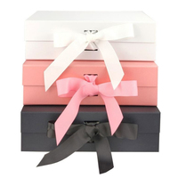 Boîtes cadeaux pliables en carton noir personnalisées, petites, avec fermeture magnétique et couvercles, pour cadeaux