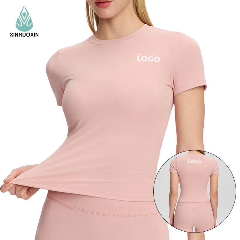 Yoga Short-sleeved Breathable Quick-drying Eco-Friendly Print Outdoor Running T-shirt Fitness Top High-stretch Skinny Fit