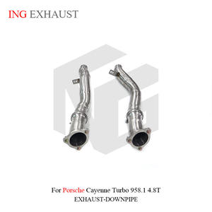 <span class=keywords><strong>ING</strong></span> pour Porsche Cayenne Turbo 958.1 4.8T Tube avant échappement en acier inoxydable pièces de Performance automatique à haut débit - Product Image 6