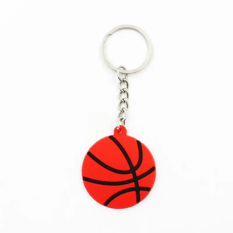 Porte-clés de basket-ball en caoutchouc PVC de cadeaux de promotion de matériel écologique de taille personnalisée de conception populaire