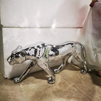 Statue en verre, sculptures d'animaux, léopard, décoration d'intérieur de bureau, à la mode, vente directe d'usine, nouvelle collection
