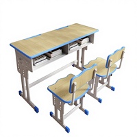 Bureau d'étudiant de salle de classe de tige d'école élémentaire Bureau à double siège et chaise de classe d'école Chais