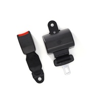 Ceinture de sécurité universelle rétractable à 2 points réglable et personnalisable pour bus et accessoires automobiles, en polyester noir renforcé d'acier, homologuée E-mark