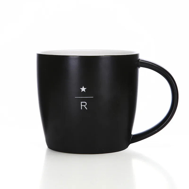 8oz,12oz,14oz,16oz Grande Capacidade Laser Engraving Ceramic Water Cup Creative Coffee Cup Logo Personalização Black Matte Mug