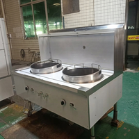 Cuisinière à gaz chinoise à 2 brûleurs en acier inoxydable, cuisinière de cuisine commerciale asiatique avec refroidissement par rideau d'eau et robinet pivotant