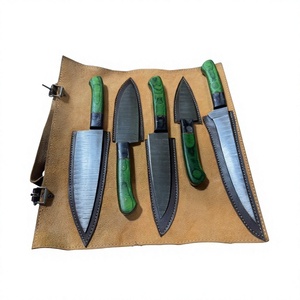 Juego de Cuchillos de Cocina de Acero de Damasco de 5 Piezas con Mango de Madera, Cuchillos de Chef de Hoja Recta, Hoja Pulida, Ambidiestros, Alta Calidad, 58-60HRC - Product Image 2