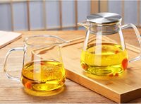 Bouilloire en verre transparent résistant à la chaleur de 800 ml, sans BPA, compatible micro-ondes et lave-vaisselle, avec couvercle en acier inoxydable, écologique et recyclable