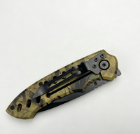 Couteau de survie/camping en acier inoxydable de qualité industrielle, poignée imprimée en 3D, couteau de poche pliable portable.