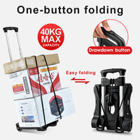 Carretilla de Mano Plegable Ligera de Aluminio/TPR, Capacidad de 88 LB, Ruedas Dobles, para Mudanzas, Compras y Equipaje, Color Negro