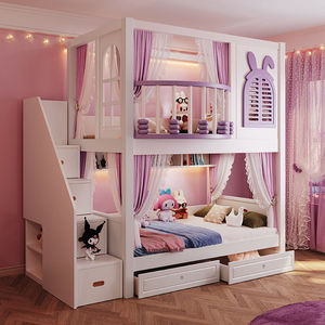 Camas Literas Infantiles <span class=keywords><strong>de</strong></span> Madera Maciza, Diseño Moderno y Duradero, Camas <span class=keywords><strong>de</strong></span> Princesa para Niñas, Cómodas, Personalizables para la Escuela - Product Image 5