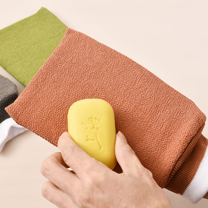 Bath Gloves Exfoliating Towel Double Sided Gentle On Skin For Bathing <b>Shower</b> Use Grey Green Champagne Color - Product Image 3
