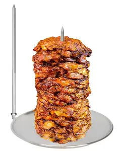 شواية باربيكيو شوكة رأسية تدور لأطعمة التاكو والباتور برازيلية من الفولاذ المقاوم للصدأ للحم والفراخ