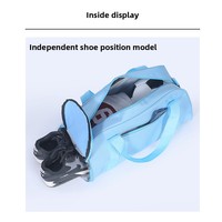 Sac de sport bleu avec logo, bandoulière, multi-poches, pour voyage, week-end, yoga, nuit, danse