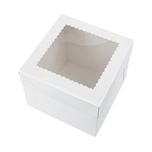Boîtes à gâteaux en carton blanc de 8 pouces avec fenêtre transparente pour pâtisseries et produits de boulangerie, vente en gros, protection de l'environnement, best-seller - Product Image 1