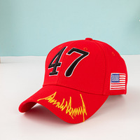 Nouvelle Casquette de Baseball 5 Panneaux 2025 Little Red Riding Hood Election, Broderie Ethnique Motif Feuille, Casquette à Visière Anti-UV 47 Lettres, Style Trucker