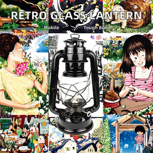 Lampes suspendues LED rétro pour jardin et camping, 19/25/28 cm, en ABS, rouge, style lampe à huile vintage, portable, décorative, style vintage - Product Image 2