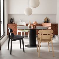 Vente en gros de meubles de maison table à manger nordique ensemble de 4 chaises table à manger rectangulaire ovale noire avec plateau en bois MDF moderne